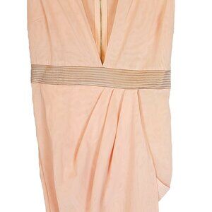 Sexy Plunging V Neck Peach Sheath Dress  with  Zipper Back Sleeveless NWT size M
